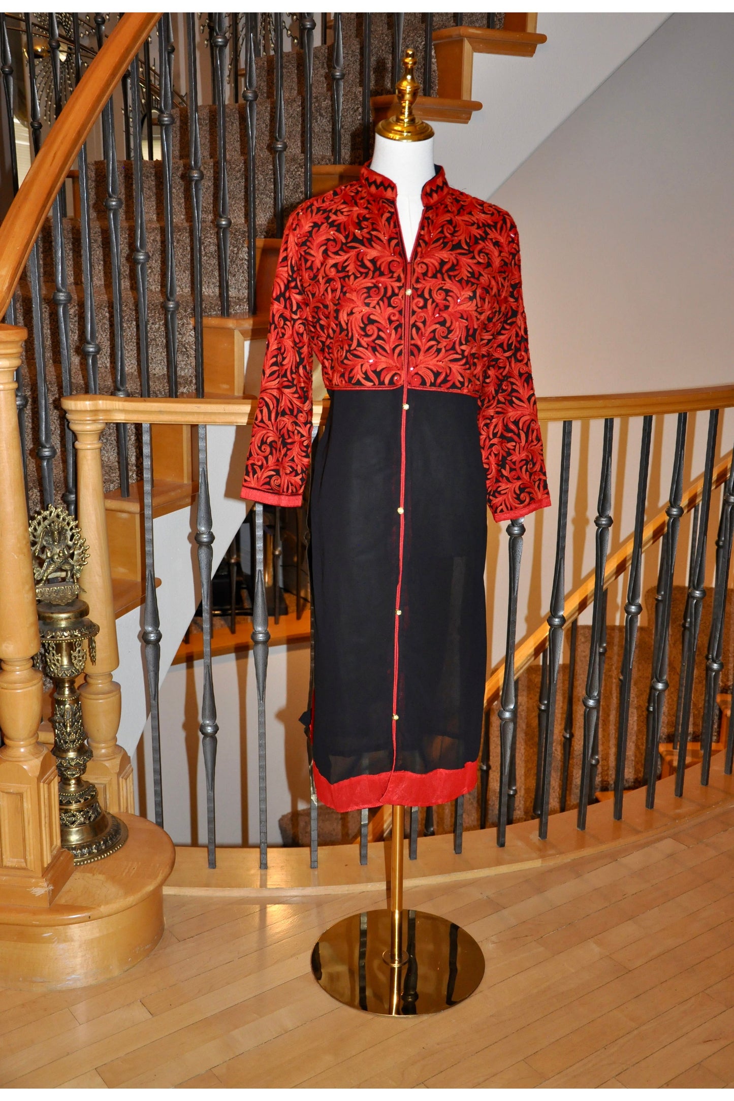 Trendy Kurti Red & Black Sheer A Bold Fusion of Elegance & Edge