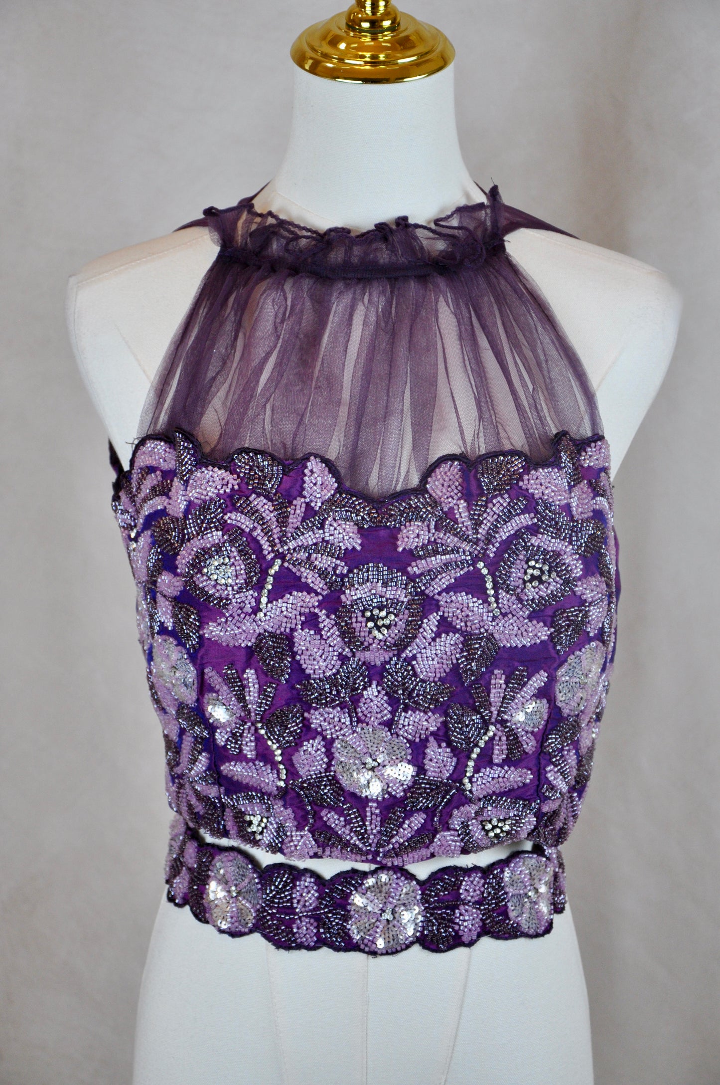 Pre-Draped Purple Floral Saree