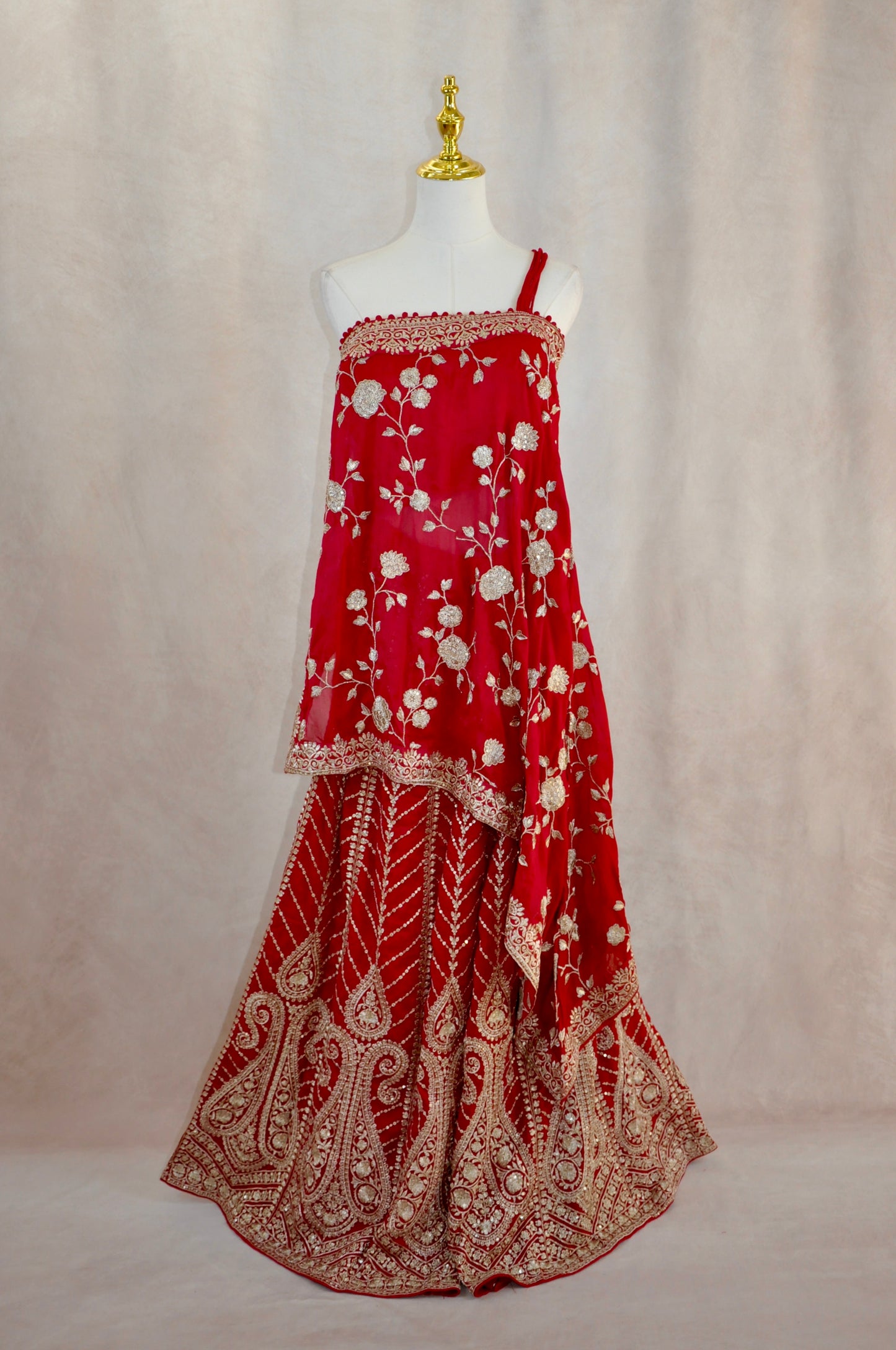 Red And Gold Embroidered Sharara