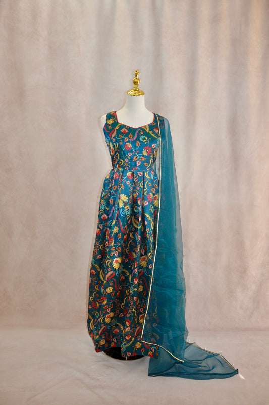 Teal Indian Fusion Dress