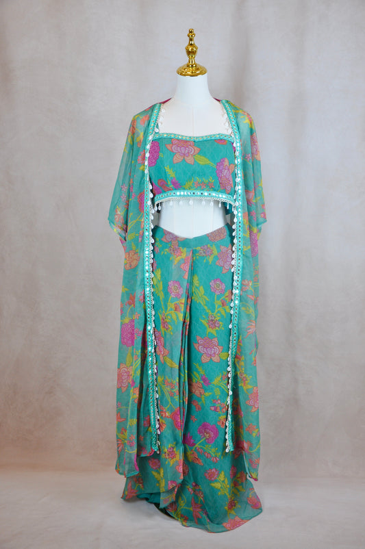 Floral Skirt Set With Jacket