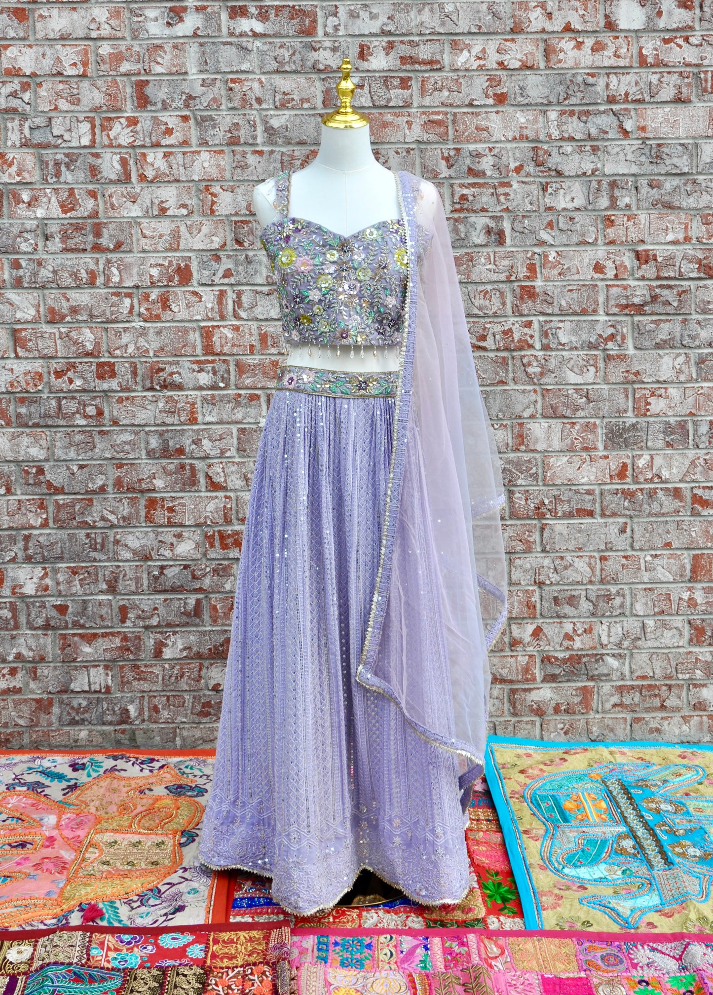 Purple Embroidered Sequin Lehenga 3 Piece Set