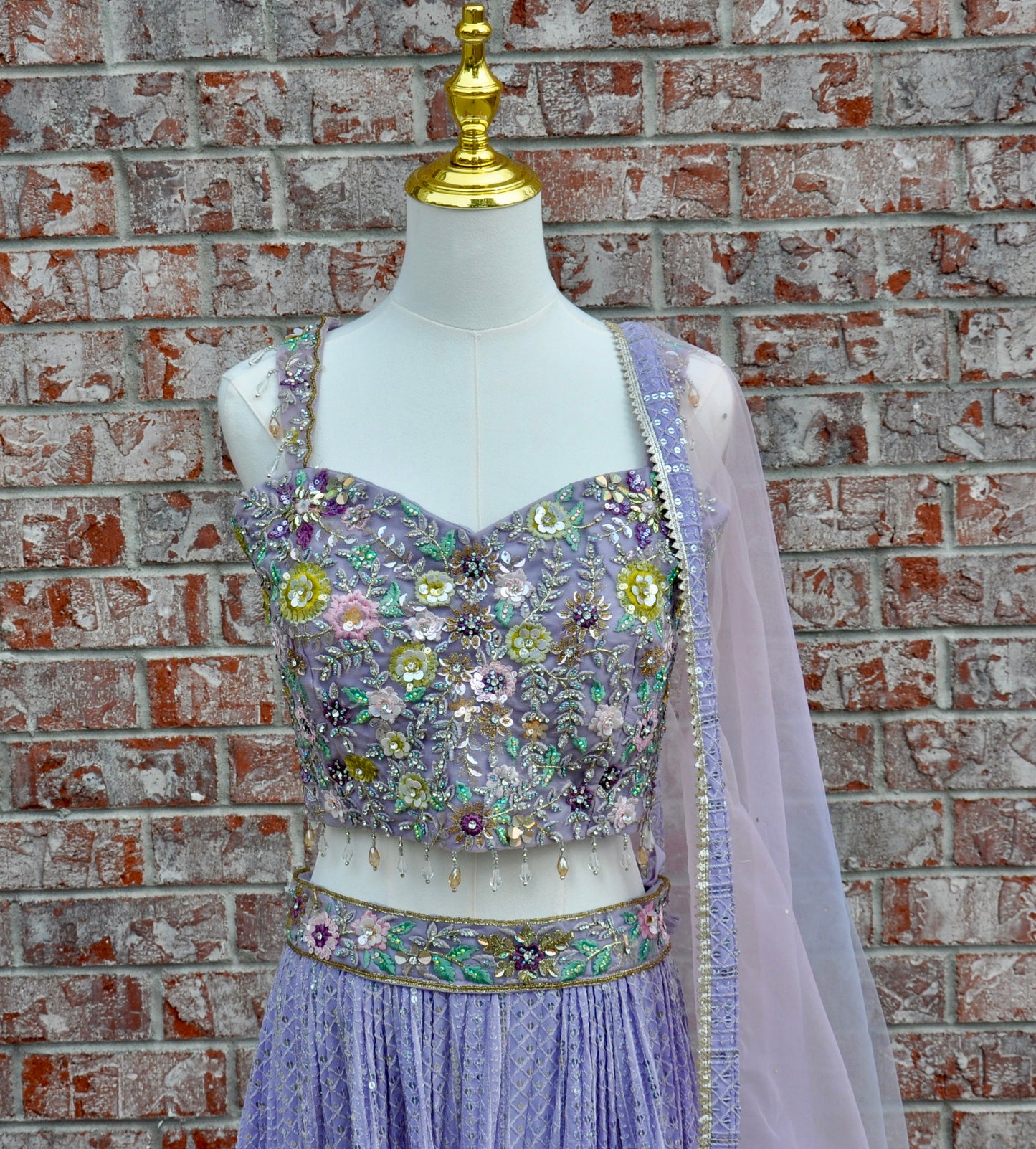 Purple Embroidered Sequin Lehenga 3 Piece Set