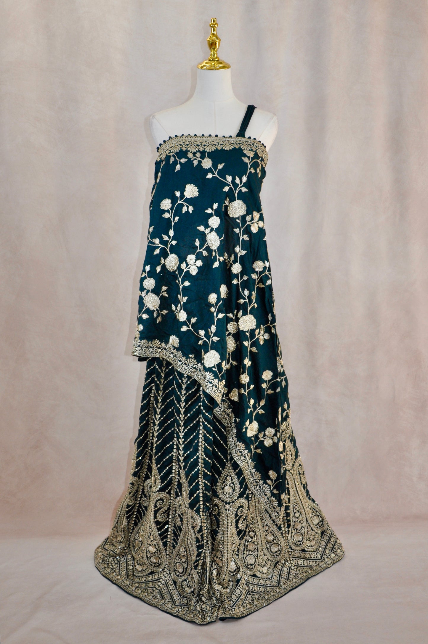 Blue And Gold Embroidered Sharara
