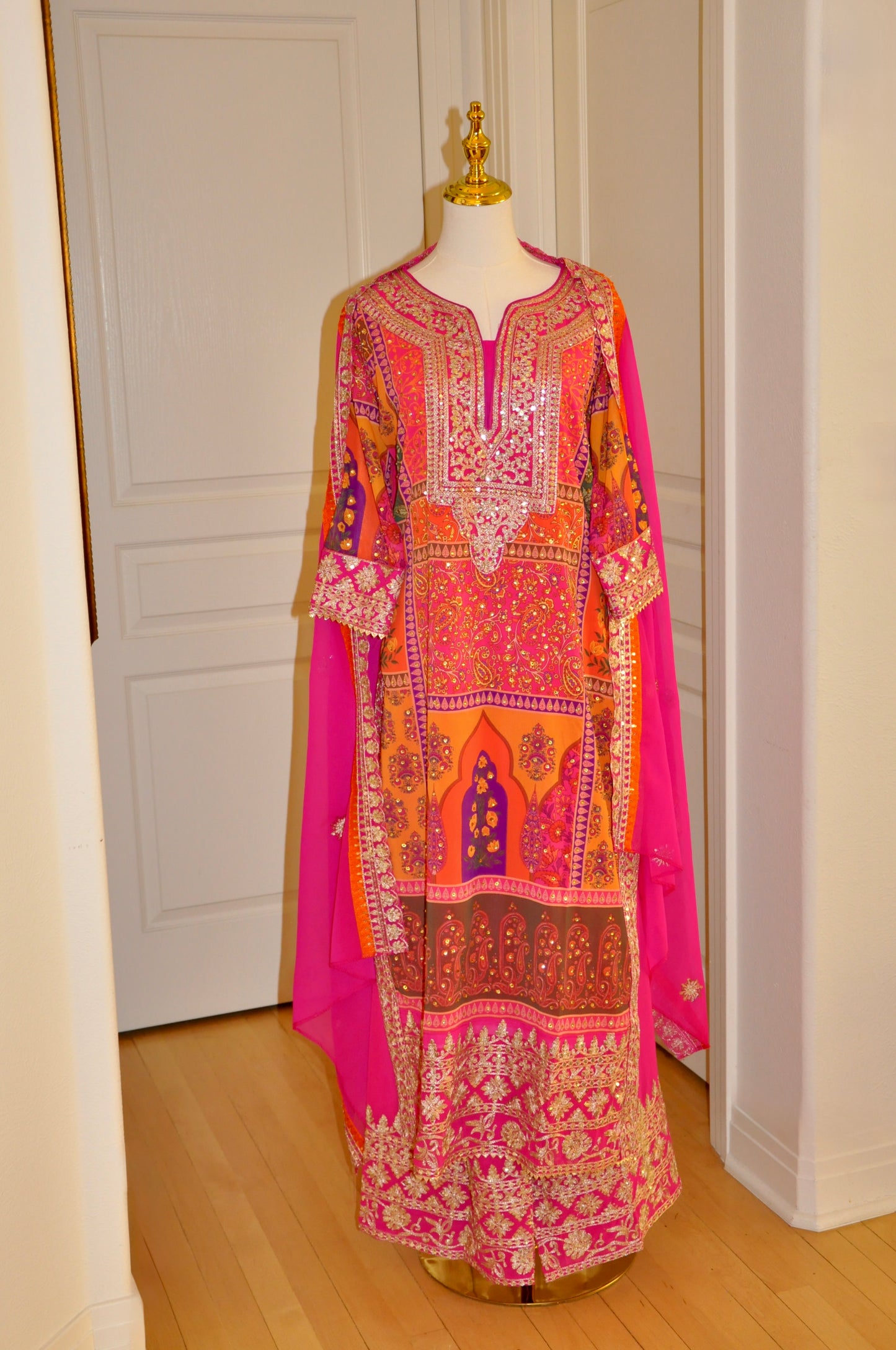 Pink Sequin Embroidered Kurta Set