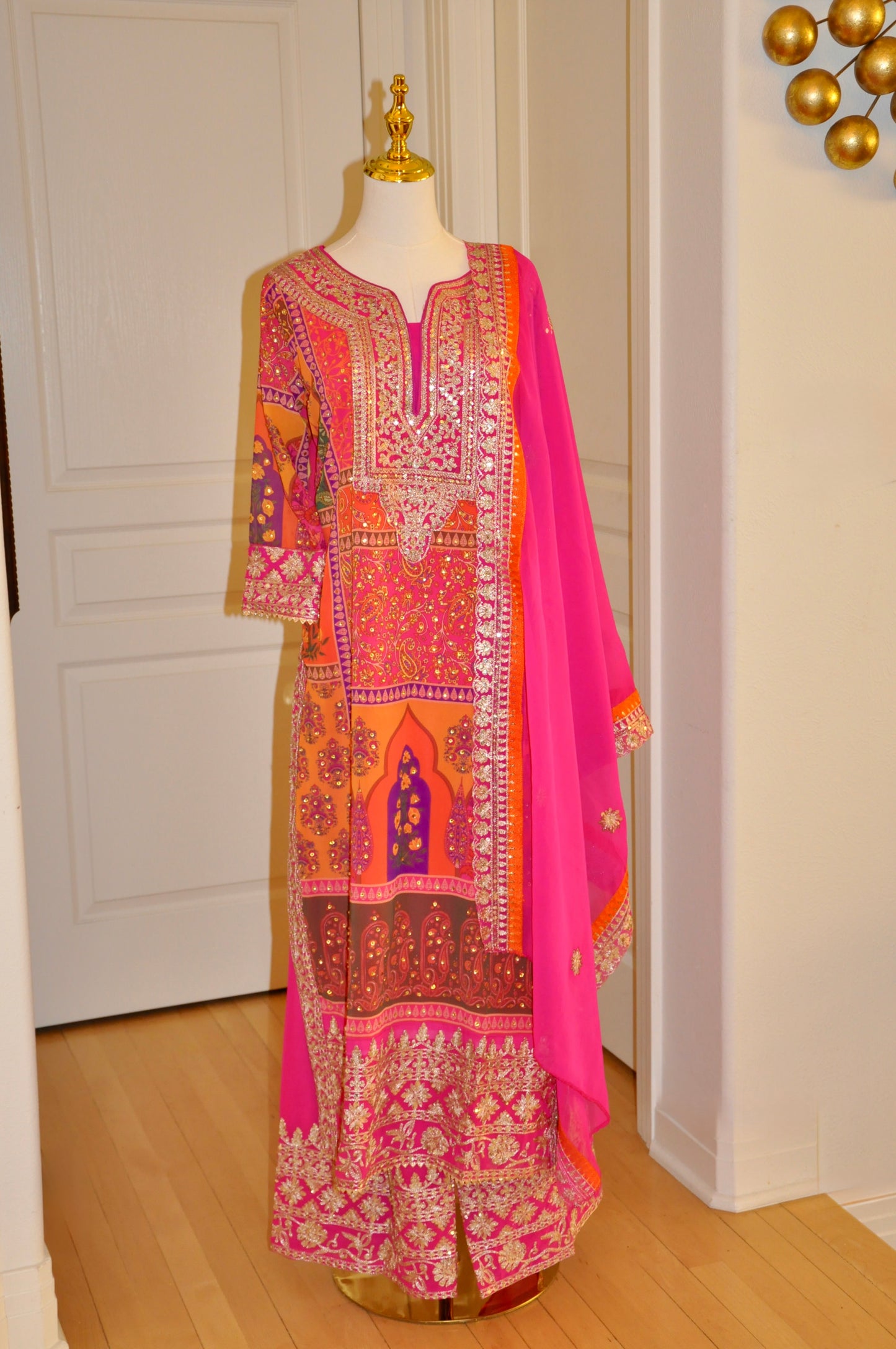 Pink Sequin Embroidered Kurta Set