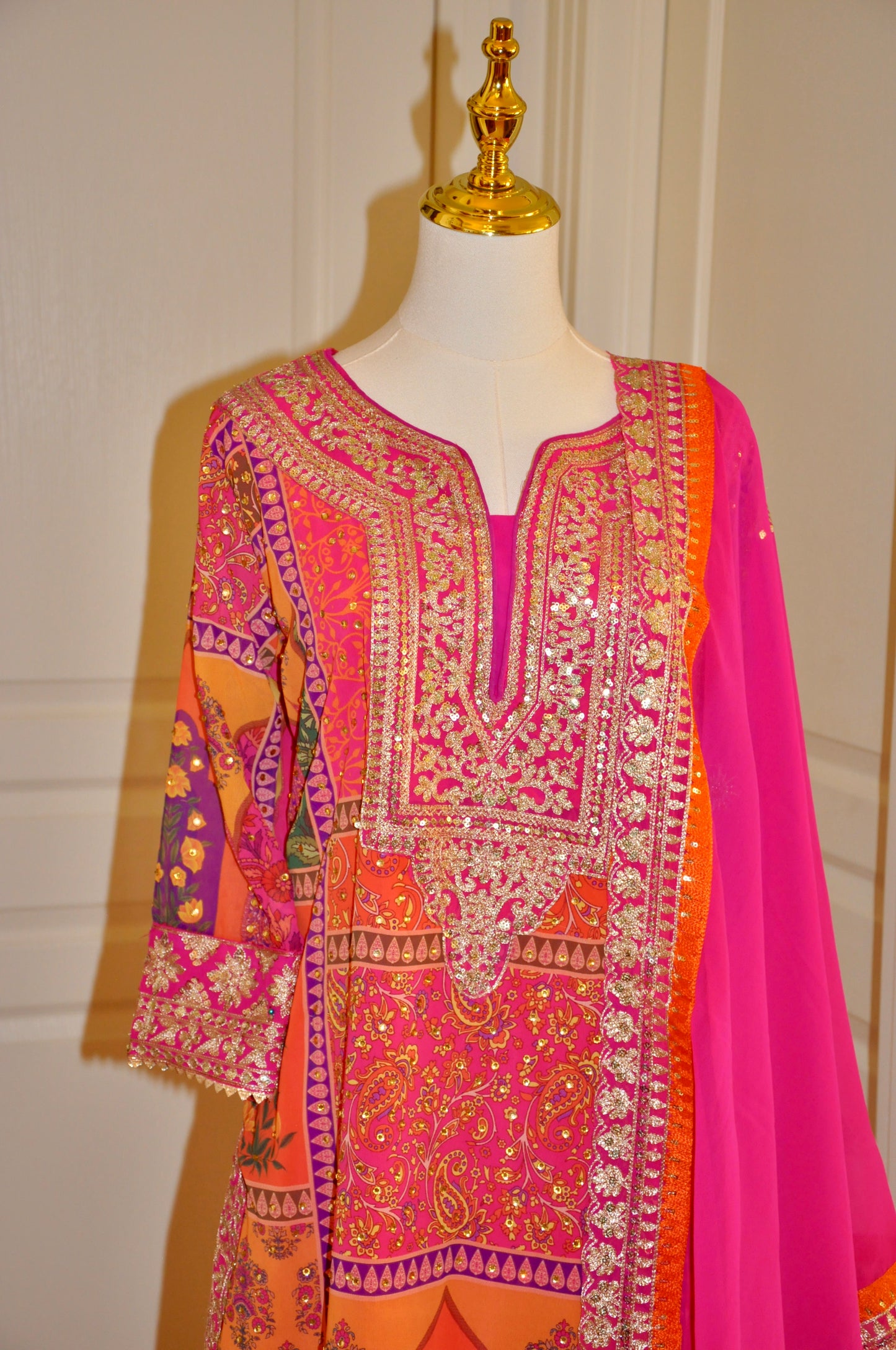 Pink Sequin Embroidered Kurta Set