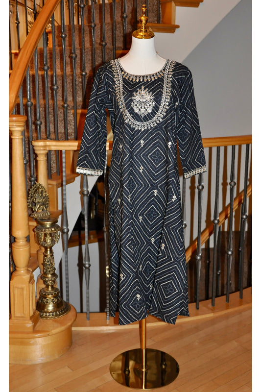 Timeless Black Kurti with Silver Embroidery