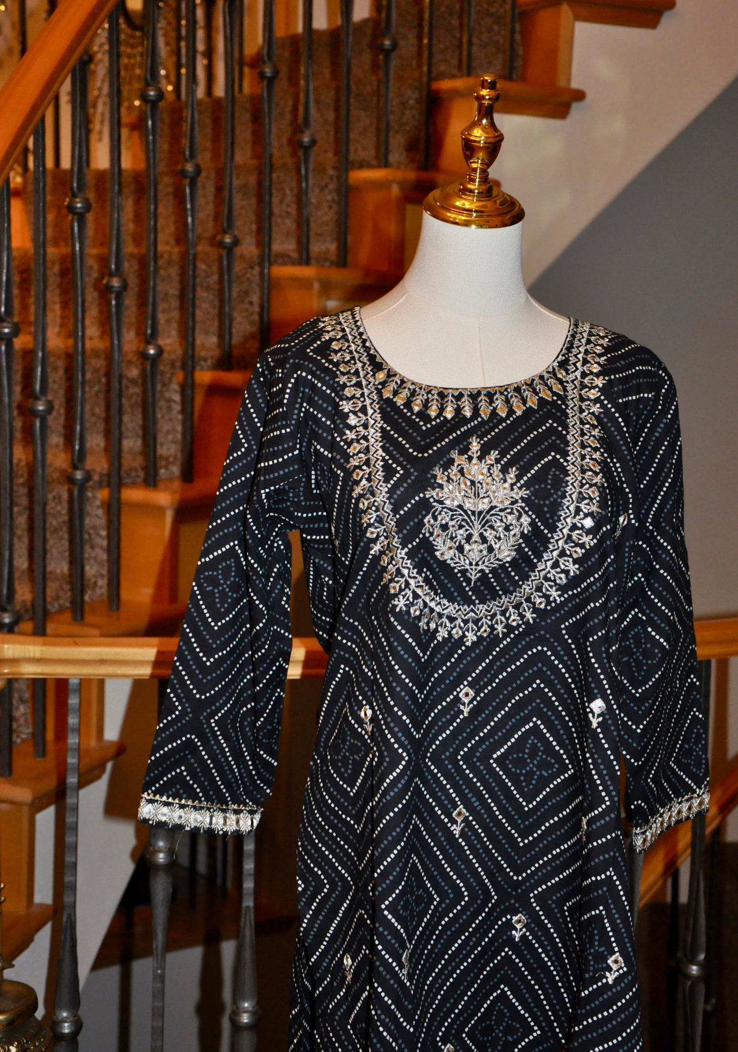 Timeless Black Kurti with Silver Embroidery