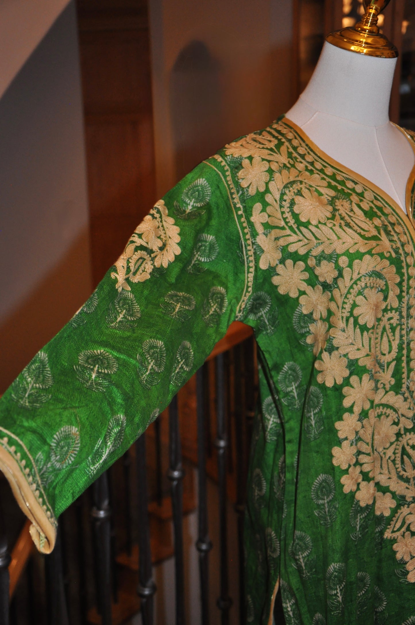 Regal Green Kurti with Intricate Gold Embroidery