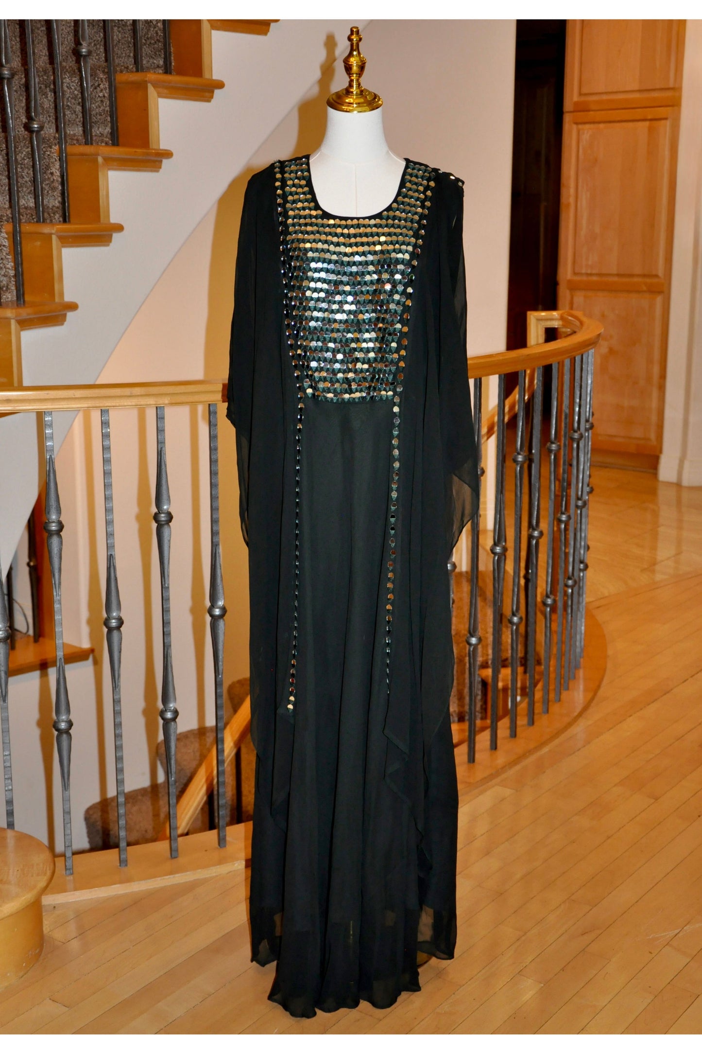 Black Kaftan with Full Mirror Work & Back Detail