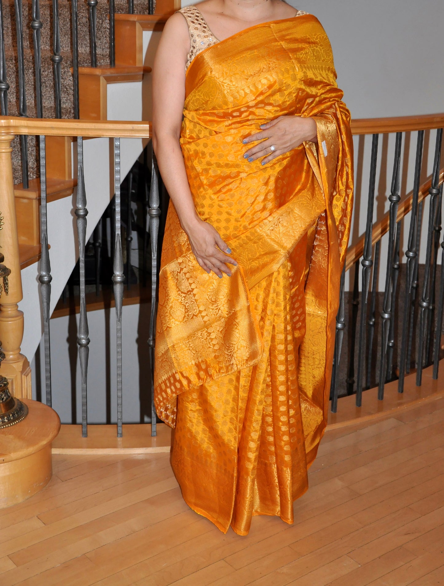 Yellow Saree with Subtle Self-Print & Elegant Drape