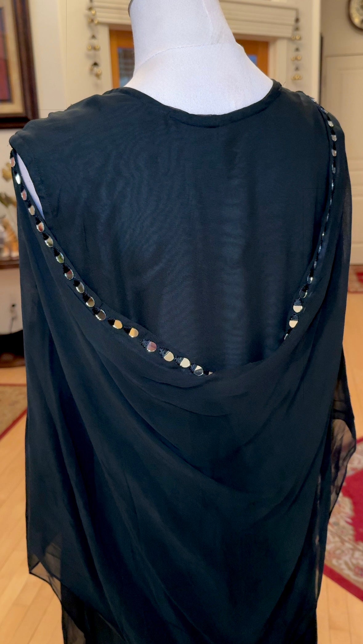 Black Kaftan with Full Mirror Work & Back Detail